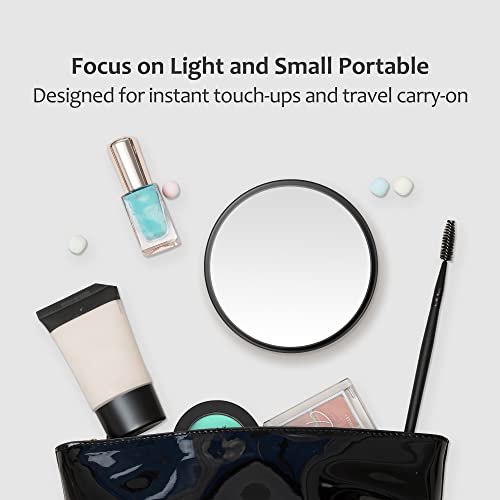 MIYADIVA 40X Magnifying Mirror, 3.5 Inch Round Compact Mirror with Suction Cup, Stainless Steel Tweezers, Perfect for Makeup, Eyebrows, Beards, Travel - color: Black-40x