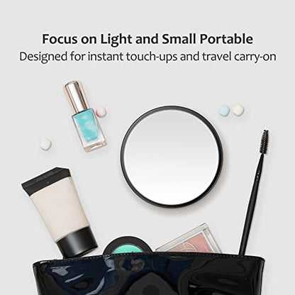 MIYADIVA 40X Magnifying Mirror, 3.5 Inch Round Compact Mirror with Suction Cup, Stainless Steel Tweezers, Perfect for Makeup, Eyebrows, Beards, Travel - color: Black-40x