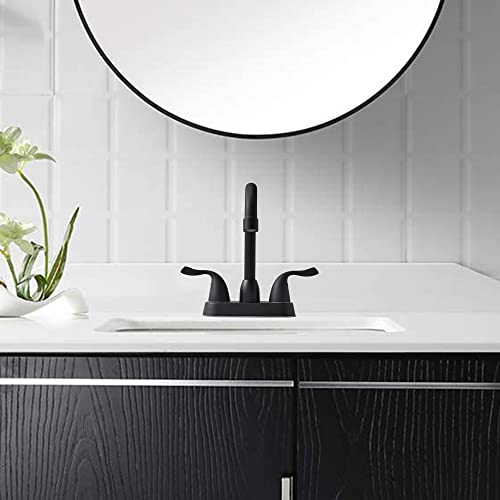 2 Handle Black Bathroom Sink Faucet - 4 Inch Centerset Faucet Bathroom 2 or 3 Hole Lavatory Faucet Bathroom Vanity Sink Faucets with Pop-up Drain and Supply Lines Matte Black - color: Black