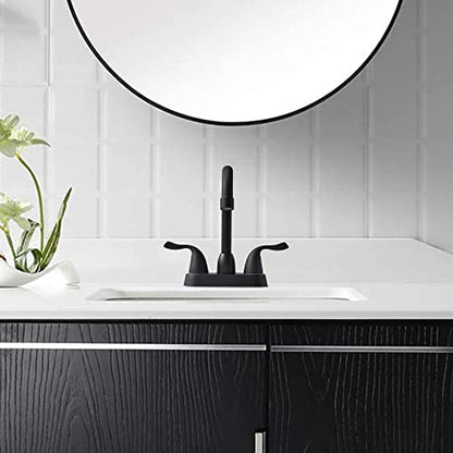 2 Handle Black Bathroom Sink Faucet - 4 Inch Centerset Faucet Bathroom 2 or 3 Hole Lavatory Faucet Bathroom Vanity Sink Faucets with Pop-up Drain and Supply Lines Matte Black - color: Black