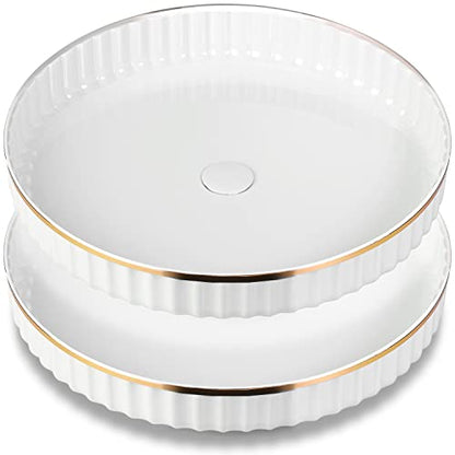 2 Pack 10" Fluted Lazy Susan Organizer, Turntable Spice Rack for Cabinet, Kitchen, Pantry Organizer and Storage, Fridge, Bathroom Vanity Countertop, Under Sink Organizing, Expandable Lazy Susan-White - size: White 10" 2 Pack