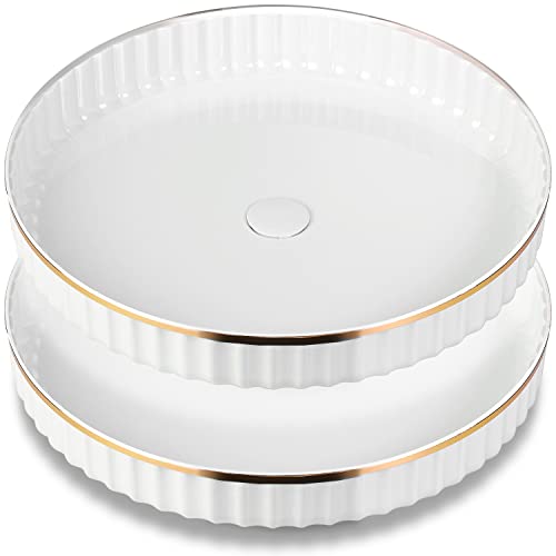 2 Pack 10" Fluted Lazy Susan Organizer, Turntable Spice Rack for Cabinet, Kitchen, Pantry Organizer and Storage, Fridge, Bathroom Vanity Countertop, Under Sink Organizing, Expandable Lazy Susan-White - size: White 10" 2 Pack