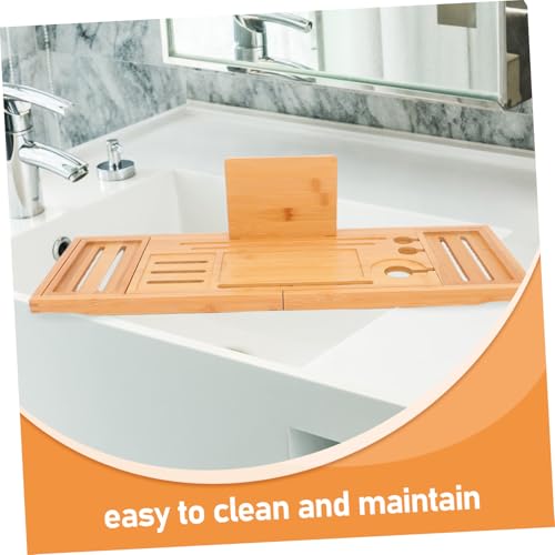 BESTOYARD Expandable Bamboo Bathtub Tray Organizer Phone Holder Multi-Functional Bath Table for Relaxation Bathroom Accessories