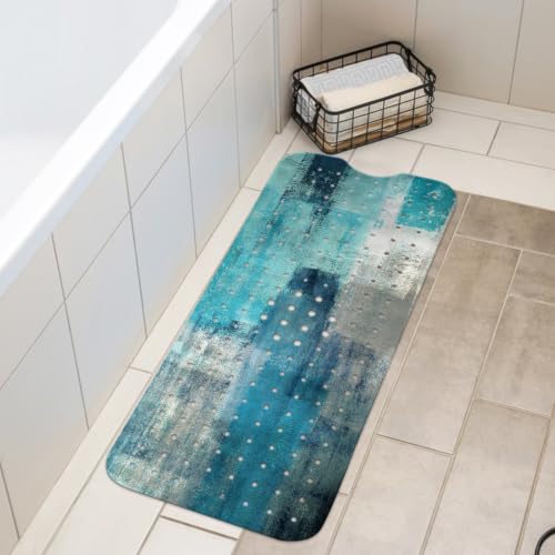 LNOND Turquoise Bathtub Mat Non Slip, 40 X 16 Inch Tub Mat for Bathroom, Abstract Art Bath Tub Shower Mat with Drain Holes and Suction Cups - color: Orange