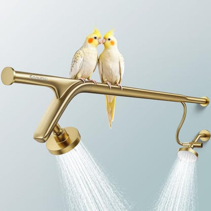 Dual Shower Head System- Double Showerheads for Couples - Golden | Two People 2 Person Gifts for Women Men - Thicker 304 Stainless Steel, High Pressure, Adjustable, Bathroom Upgrade, SPA-Like - color: Golden
