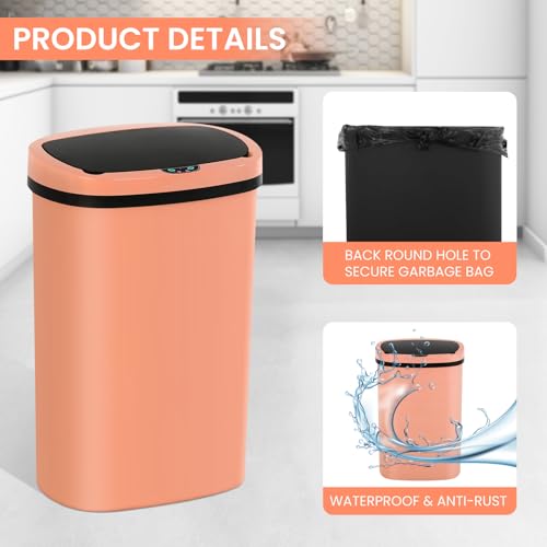 13 Gallon Trash Can | 50L Sensor Automatic Kitchen Trash Can with Lid | Touchless Garbage Bin Odor-Control for Kitchen, Office, Bedroom, Living Room (1 Pack, Pink) - color: Pink