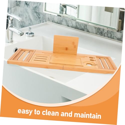 TIDTALEO Bamboo Bath Tray Expandable Bathtub Organizer for Soap Shampoo Body Wash Accessories Stylish Storage Rack for Relaxing Spa Experience