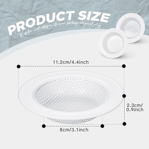 2 Pcs Sink Strainer Stainless Steel Kitchen Sink Drain Strainer Basket Cover Mesh Hair Food Catcher, Large Wide Rim of 4.4 Diameter(Porcelain White) - color: Porcelain White