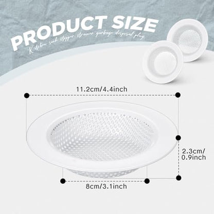 2 Pcs Sink Strainer Stainless Steel Kitchen Sink Drain Strainer Basket Cover Mesh Hair Food Catcher, Large Wide Rim of 4.4 Diameter(Porcelain White) - color: Porcelain White