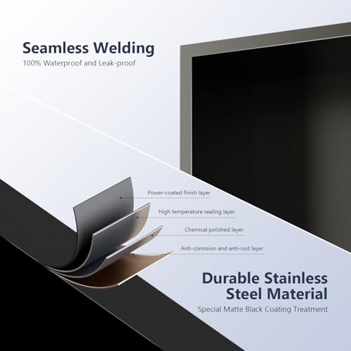 Stainless Steel Shower Niche with Shelf | 12" x 24" No Tile Needed Recessed Wall Niche for Shower Wall Bathroom Storage Insert Installation (Matte Black)