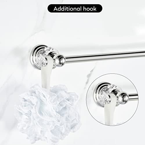 WINCASE Chrome Towel Bar 24 Inch, Adjustable Crystal Towel Rack, Silver Single Towel Holder for Bathroom Wall Mounted Modern - color: Chrome Towel Bar