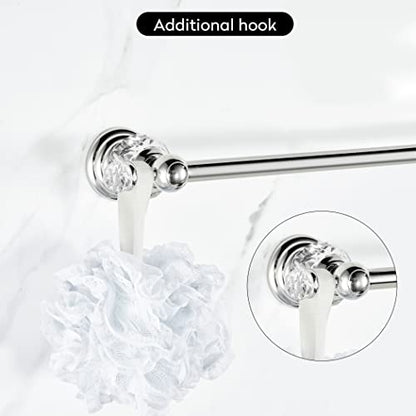 WINCASE Chrome Towel Bar 24 Inch, Adjustable Crystal Towel Rack, Silver Single Towel Holder for Bathroom Wall Mounted Modern - color: Chrome Towel Bar