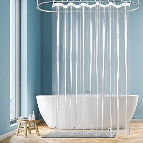 EurCross Long Clear Shower Curtain Liner 82 inch Length, EVA 10g Waterproof Plastic Bathroom Curtain Shower Liner 72x82 inches with 5 Weight Bottom Magnets, Transparent - color: Clear, size: 72"W x 82"L (Pack of 1)