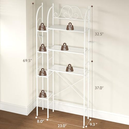 7-Tier Over the Toilet Storage Rack, Heavy-Duty Metal Bathroom Organizer with Adjustable Shelf, Toilet Paper Holder & Side Hooks, Space Saver for Small Bathrooms, Laundry Room & Apartments, White