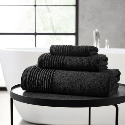 Vera Wang - Bath Towels, Highly Absorbent & Super Soft Bathroom Essentials, Oeko-Tex Certified (Sculpted Pleat Black, 6-Piece) (Pack of 6) - color: Sculpted Pleat Black, size: 6 Piece (Pack of 6)