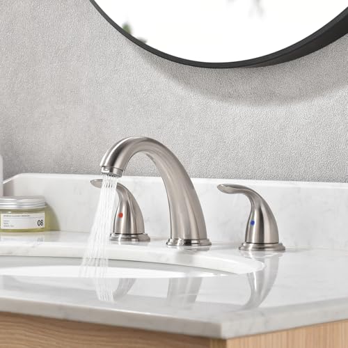sumerain 8 Inch Widespread Sink Bathroom Faucet Brushed Nickel Two Handle Vanity Faucet - color: Brushed Nickel