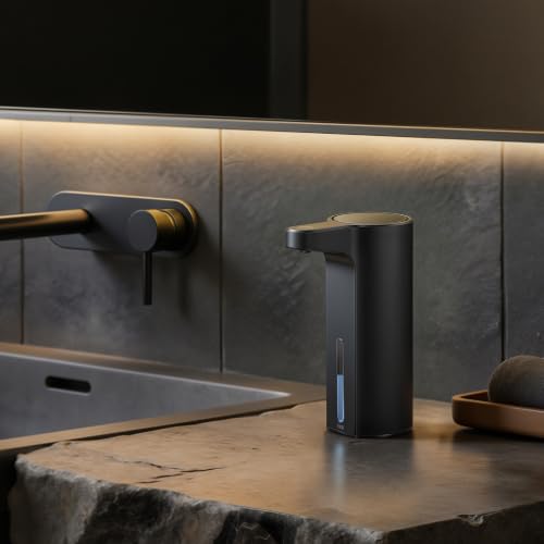 EKO Aroma 9 fl oz Automatic Liquid Soap Dispenser, Rechargeable & Water-Resistant Soap Dispenser for Kitchen and Bathroom with Adjustable Volume Control (Matte Black Steel) - color: Matte Black, size: 9 oz (Standard Rechargeable)