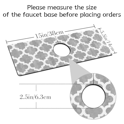 Modern Moroccan Grey Stripe Kitchen Sink Splash Guard Faucet Mat,Faucet Non-Slip Absorbent Mat,Farmhouse Sink Splash Guard Behind Faucet for Kitchen Bathroom, 15"x5.5" - color: Drying Faucet Mat 6