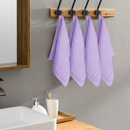 BOUTIQUO Ultra Soft Cotton Washcloths, Contains 12 Piece Face Cloths 12x12 inch, Ideal for Everyday use Face Towels, Compact & Lightweight Multi Purpose Washcloths - Purple - color: Purple, size: Washcloths - Set of 12