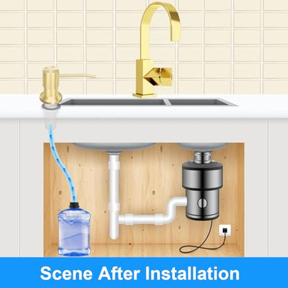 Soap Dispenser Kitchen Sink, Sink Soap Dispenser, 47" Extension Tube kit, Dish Soap Dispenser Pump, No Need More Refills (Gold) - color: Golden