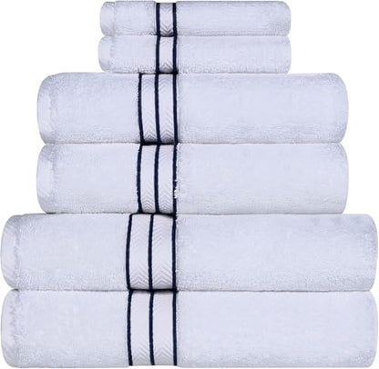 SIMPLI-MAGIC 79508 8-Piece Premium Set, 2 Bath, 2 Hand, 4 Wash Cloths, 100% Ring Spun Cotton Highly Absorbent Towels for Bathroom, Gym, Hotel, and Spa, (2) 27" X 54" (2) 16" x 30" (4) 13" x 13", Blue