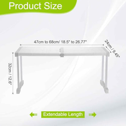 HARFINGTON Expandable Cabinet Tension Shelf 18.5" to 26.77" Adjustable Cabinet Organizer 32" x 9.45" Flower Pattern Table Storage Rack for Wardrobe Cupboard Kitchen Bedroom - size: 47cm to 68cm