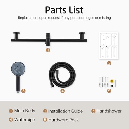 KES Adjustable Shower Head Holder with Slide Bar Combo, Handheld Shower Head with Hose 5-Function Handheld Shower Kit with Handheld Set Matte Black, F204-BK-C1 - color: Matte Black
