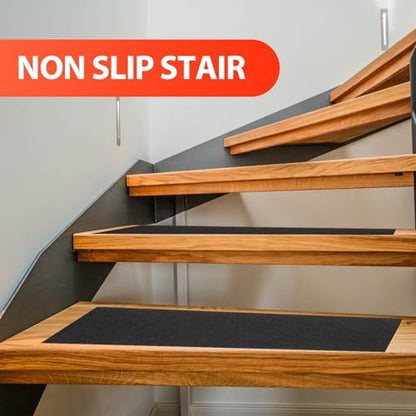 Anti-slip Stair Tread Tape Non-slip Adhesive Floor Protection Tape Waterproof Wear-resistant Black 10cm X 5m for Bathroom and Stair Safety