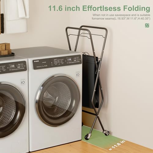 Laundry Basket with Wheels:88L Rolling Laundry Cart Foldable Metal Frame Dirty Clothes Laundry Hamper 36"H 4 Caster 2 Brake Waterproof Removable Liner Carry Handle for Dorm Laundry Room,Gray - color: Gray