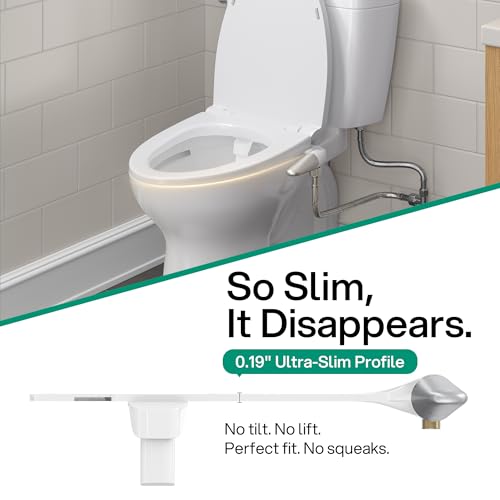 hansrapo Left-Hand Bidet Attachment – Left Side Control for Tight Bathroom Spaces, Non-Electric, Dual Nozzle, Adjustable Water Pressure, Self-Cleaning,Ultra-slim Left Handed Bidet.