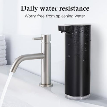 Automatic Soap Dispenser Foaming: Rechargeable Touchless Soap Dispenser Stainless Steel Foam Soap Dispenser for Bathroom Hand Soap Pump for Kitchen Xmas Gift, 9oz, Black - color: Black