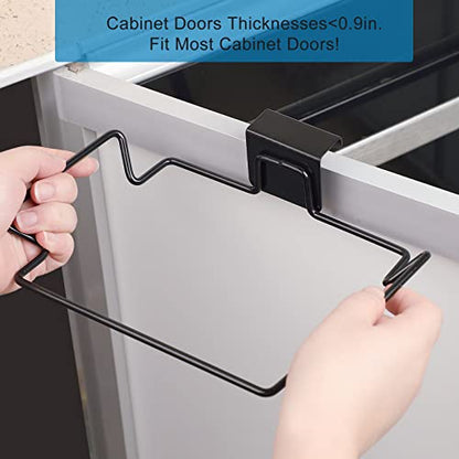Large Stainless Steel Trash Bag Holder for Kitchen Cabinets Doors and Cupboards, Black - color: Black