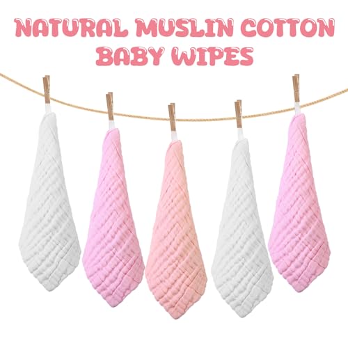 20 Pcs Baby Muslin Washcloth 12 x 12 Inch 100% Cotton Soft and Absorbent Muslin Washcloth Burp Cloth Wipe Newborn Face Towel for Baby Boy Girl Sensitive Skin(Powder Pink, White, Pink) - color: Powder Pink, White, Pink