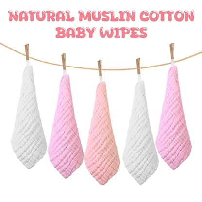 20 Pcs Baby Muslin Washcloth 12 x 12 Inch 100% Cotton Soft and Absorbent Muslin Washcloth Burp Cloth Wipe Newborn Face Towel for Baby Boy Girl Sensitive Skin(Powder Pink, White, Pink) - color: Powder Pink, White, Pink