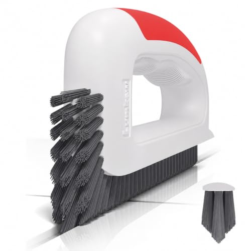 Lumkew Grout Brush Cleaner for Tile Floors Grout Cleaning Brushes Scrub Red | V Shape, Hard Bristle, Grout Scrubber for Bathroom Shower Kitchen - color: Red