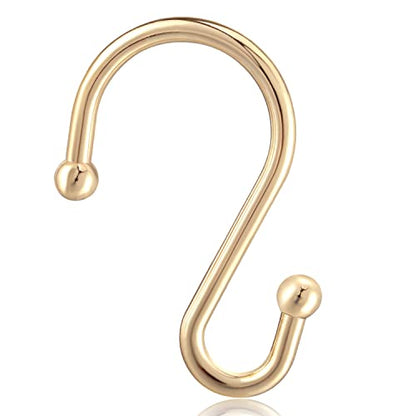 Shower Curtain Hooks, Set of 12 Rust Proof S Shaped Decorative Shower Curtain Rings,Multi-Purpose Hangers S Hooks (Gold) - color: Gold