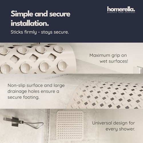 homerella Square Shower Mat Non Slip Anti Mold 21x21 Anti Slip Shower Mat | 100% BPA Free, Mildew Resistant, Machine Washable, Shower Mats for Inside Shower, Shower Floor Mat Mat Non Slip EU Certified - color: Sand