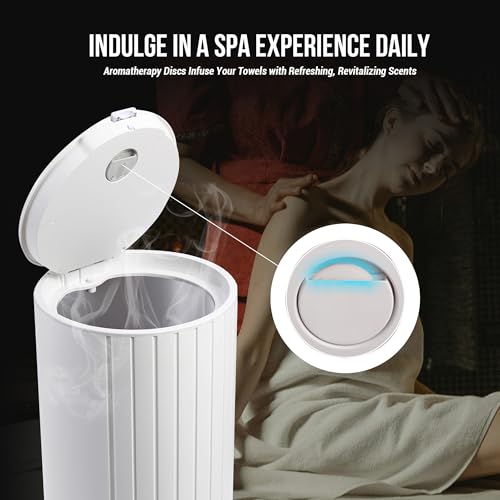 Large 27L Bathroom Towel Warmer Dryer – 5-Min Rapid Heat, 4 Modes, Auto Flip-Top, Aromatherapy, Night Light & ETL Certified for Towels, Blankets & Clothes. (White) - color: White (Flip Top)
