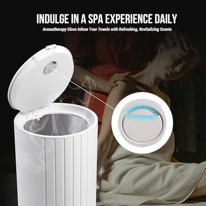 Large 27L Bathroom Towel Warmer Dryer – 5-Min Rapid Heat, 4 Modes, Auto Flip-Top, Aromatherapy, Night Light & ETL Certified for Towels, Blankets & Clothes. (White) - color: White (Flip Top)