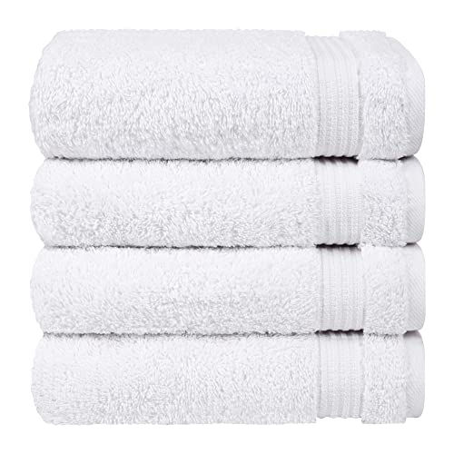 Cotton Paradise 100% Cotton Turkish Towel Set, Soft Absorbent Quick Dry, 4 Piece Hand Towel Set, Snow White - color: Snow White, size: 16"x28"