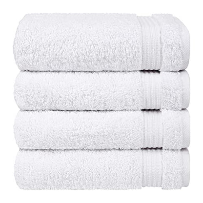 Cotton Paradise 100% Cotton Turkish Towel Set, Soft Absorbent Quick Dry, 4 Piece Hand Towel Set, Snow White - color: Snow White, size: 16"x28"