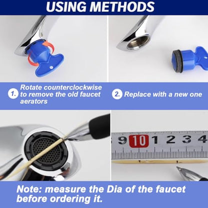 TIHOOD 24PCS Faucet Aerators with 4PCS Faucet Aerator Key Removal Wrench, Water Saving Flow Restrictor Set Replacement Part, for Bathroom or Kitchen Sink, Male Threads 16.5 18.5 21.5 24