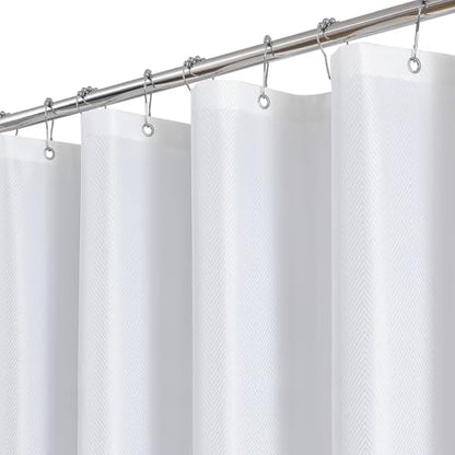 eachope Waterproof Extra Long Fabric Shower Curtain,No Liner Needed,TPU Laminated Polyester Shower Curtain,Chevron Striped Design with Weighted Magnets and Metal Grommets,72 x 84 Inch,White - color: White, size: 72"W x 84"L (Pack of 1)