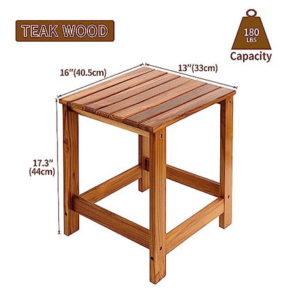 Utoplike Teak Shower Bench Seat with Handles Teak Outdoor Side Table
