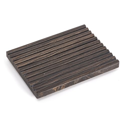 Natural Brown Marble Soap Dish, Rectangular 4.7"x3.5" Brown Stone Bar Soap Holder for Shower, Bathroom Soap Saver with Self Draining Grooves, Modern Marble Soap Tray Sponge Holder, Keep Bars Dry - color: Natural Brown