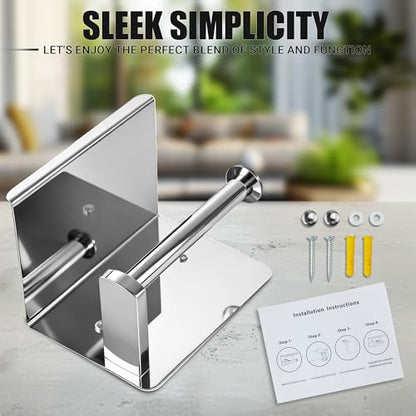 Chrome Toilet Paper Holder with Shelf, SUS304 Stainless Steel Rustproof Wall Mount Toilet Paper Roll Holder, Screw Bathroom Toilet Paper Holder for Kitchen, Washroom, RV - color: Chrome