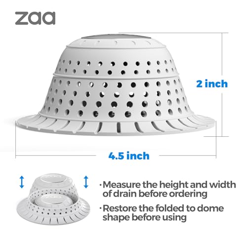 Bathtub Drain Strainer Silicone Bathroom Stopper Fixture Accessories | White Premium silicone collapsible 1 pack drain protector and hair catcher for pop-up and regular drains of shower, tub - color: Light Gray