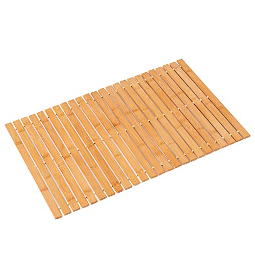 Bamboo Bath Mat Bathroom Rugs Floor Wood Shower Bathtub Waterproof Non Slip Accessories 16x24 Inch Easy to Clean, Natural Bamboo, 1 pc - color: Natural Bamboo, size: 16x 24 Inch-1 pc