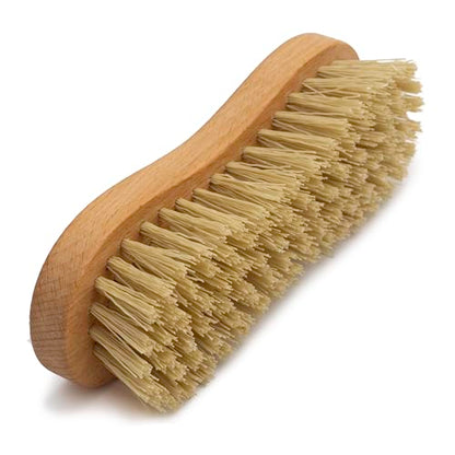 KONEX Nylon Fiber Economy Utility Cleaning Hand Brush | Heavy Duty Hand-Held Scrub Brush Stiff Bristles | Wooden Body, Ideal Scrub Brushes for Cleaning (Peanut Shaped) (Pack of 2) - size: 1 Count (Pack of 2)