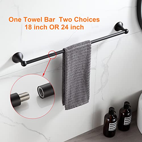 BGL Bathroom Hardware Set Matte Black Adjustable Expandable Bath Towel Bars Bathroom Accessory Set Towel Racks 8-Pieces Wall Mount - color: 8 Pcs Matte Black